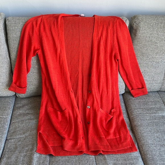 J Jill red button up sweater - Picture 2 of 7